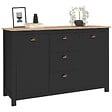 ID MARKET - Buffet 130 cm ISIS campagne 2 portes et 3 tiroirs bois et noir - vignette