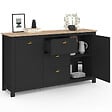 ID MARKET - Buffet 130 cm ISIS campagne 2 portes et 3 tiroirs bois et noir - vignette