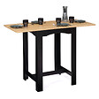 ID MARKET - Table haute de bar extensible DONA 2 à 4 personnes noire plateau façon hêtre 60-120 cm - vignette