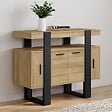 ID MARKET - Buffet 100 cm PHOENIX 4 portes bois et noir - vignette