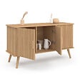 ID MARKET - Buffet 110 cm JULIETTE 3 portes lattes tasseau bois coloris chêne - vignette