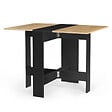 ID MARKET - Table console pliable EDI 2-4 personnes bois noir plateau façon hêtre 103 x 76 cm - vignette