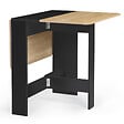 ID MARKET - Table console pliable EDI 2-4 personnes bois noir plateau façon hêtre 103 x 76 cm - vignette