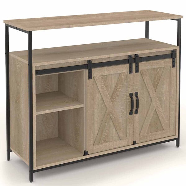 ID MARKET - Buffet 100 cm QUEBEC 2 portes grange coulissantes design industriel - large