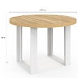 ID MARKET - Table à manger fixe ronde PHOENIX 4 personnes bois et blanc 110 cm - vignette