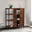ID MARKET - Buffet d'appoint 3 étagères et placard 70 cm DAYTON effet vieilli design industriel - vignette
