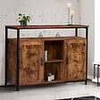 ID MARKET - Buffet 100 cm DAYTON  2 portes avec étagères effet vieilli design industriel - vignette