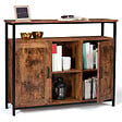 ID MARKET - Buffet 100 cm DAYTON  2 portes avec étagères effet vieilli design industriel - vignette