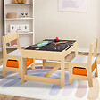 ID MARKET - Table à dessin reversible + 2 chaises GABRIEL avec bacs de rangement bois façon hêtre - vignette