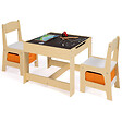 ID MARKET - Table à dessin reversible + 2 chaises GABRIEL avec bacs de rangement bois façon hêtre - vignette