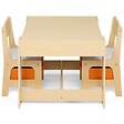 ID MARKET - Table à dessin reversible + 2 chaises GABRIEL avec bacs de rangement bois façon hêtre - vignette