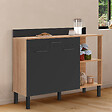 ID MARKET - Buffet bas de cuisine 120 CM CINA plan de travail H.83 cm 2 portes + tiroir façon hêtre et noir - vignette