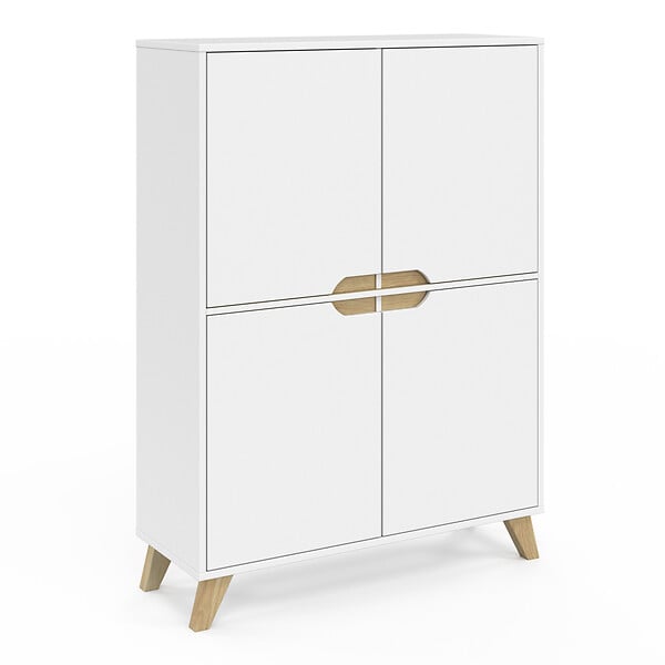 ID MARKET - Meuble de rangement 4 portes HELSINKI scandinave blanc - large