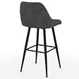 ID MARKET - Lot de 4 tabourets de bar THALYA en velours gris foncé avec demi-accoudoirs - vignette