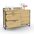 ID MARKET - Buffet bas casserolier de cuisine 120 cm DETROIT plan de travail H.83 cm 1 porte + 3 tiroirs design industriel - vignette