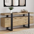 ID MARKET - Buffet 180 cm PHOENIX XXL 4 portes avec 3 tiroirs bois et noir - vignette