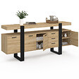 ID MARKET - Buffet 180 cm PHOENIX XXL 4 portes avec 3 tiroirs bois et noir - vignette