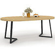 ID MARKET - Table à manger extensible ronde SELMA 4-10 personnes bois et noir 110-200 cm - vignette