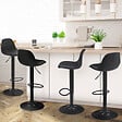 ID MARKET - Lot de 4 tabourets de bar KARL design noir pied noir - vignette