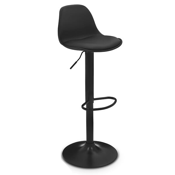 ID MARKET - Lot de 4 tabourets de bar KARL design noir pied noir - large
