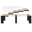 ID MARKET - Table console extensible ORLANDO 14 personnes 300 cm bois noir et façon hêtre - vignette