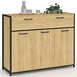 ID MARKET - Buffet 100 cm DETROIT 3 portes et 1 tiroir design industriel - vignette