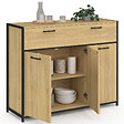 ID MARKET - Buffet 100 cm DETROIT 3 portes et 1 tiroir design industriel - vignette
