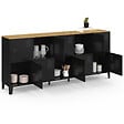ID MARKET - Buffet casier 180 cm ESTER 10 portes en métal noir plateau bois design industriel - vignette