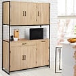 ID MARKET - Buffet de cuisine 120 CM DETROIT meuble 6 portes design industriel + tiroir - vignette