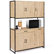 ID MARKET - Buffet de cuisine 120 CM DETROIT meuble 6 portes design industriel + tiroir - vignette