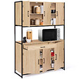 ID MARKET - Buffet de cuisine 120 CM DETROIT meuble 6 portes design industriel + tiroir - vignette