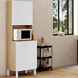 ID MARKET - Buffet de cuisine 60 CM CINA 2 portes + tiroir façon hêtre et blanc - vignette