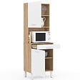 ID MARKET - Buffet de cuisine 60 CM CINA 2 portes + tiroir façon hêtre et blanc - vignette