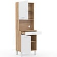 ID MARKET - Buffet de cuisine 60 CM CINA 2 portes + tiroir façon hêtre et blanc - vignette