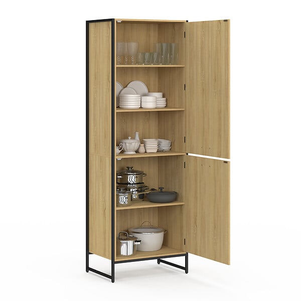 ID MARKET - Colonne de cuisine 60 cm DETROIT 2 portes design industriel - large