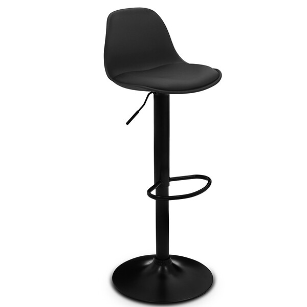 ID MARKET - Lot de 2 tabourets de bar KARL design noir pied noir - large