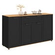 ID MARKET - Buffet 140 cm VITO 4 portes et 1 tiroir noir et bois - vignette