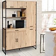 ID MARKET - Buffet de cuisine avec colonne de rangement 120 CM DETROIT 6 portes + tiroir design industriel - vignette