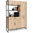 ID MARKET - Buffet de cuisine avec colonne de rangement 120 CM DETROIT 6 portes + tiroir design industriel - vignette