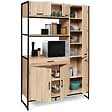 ID MARKET - Buffet de cuisine avec colonne de rangement 120 CM DETROIT 6 portes + tiroir design industriel - vignette