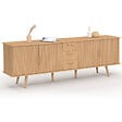 ID MARKET - Buffet 180 cm JULIETTE XXL 4 portes et 3 tiroirs effet lattes tasseau bois - vignette
