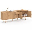 ID MARKET - Buffet 180 cm JULIETTE XXL 4 portes et 3 tiroirs effet lattes tasseau bois - vignette