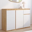 ID MARKET - Buffet 100 cm TOMI 3 portes et 1 tiroir blanc et bois - vignette