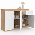 ID MARKET - Buffet 100 cm TOMI 3 portes et 1 tiroir blanc et bois - vignette