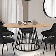ID MARKET - Table à manger extensible ronde YUNA 4-8 personnes plateau bois et pied filaire en métal 110-150 cm - vignette