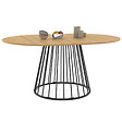 ID MARKET - Table à manger extensible ronde YUNA 4-8 personnes plateau bois et pied filaire en métal 110-150 cm - vignette