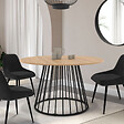 ID MARKET - Table à manger extensible ronde YUNA 4-8 personnes plateau bois et pied filaire en métal 110-150 cm - vignette