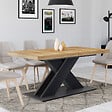 ID MARKET - Table à manger extensible rectangle ALICIA 6-10 personnes bois et noir 160-200 cm - vignette
