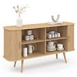ID MARKET - Buffet 140 cm ROMIE 2 portes coulissantes latte tasseau bois coloris chêne - vignette