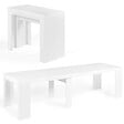ID MARKET - Table console extensible ORLANDO 14 personnes 300 cm bois blanc - vignette